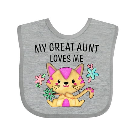 

Inktastic My Great Aunt Loves Me with Cute Kitten and Flowers Gift Baby Boy or Baby Girl Bib