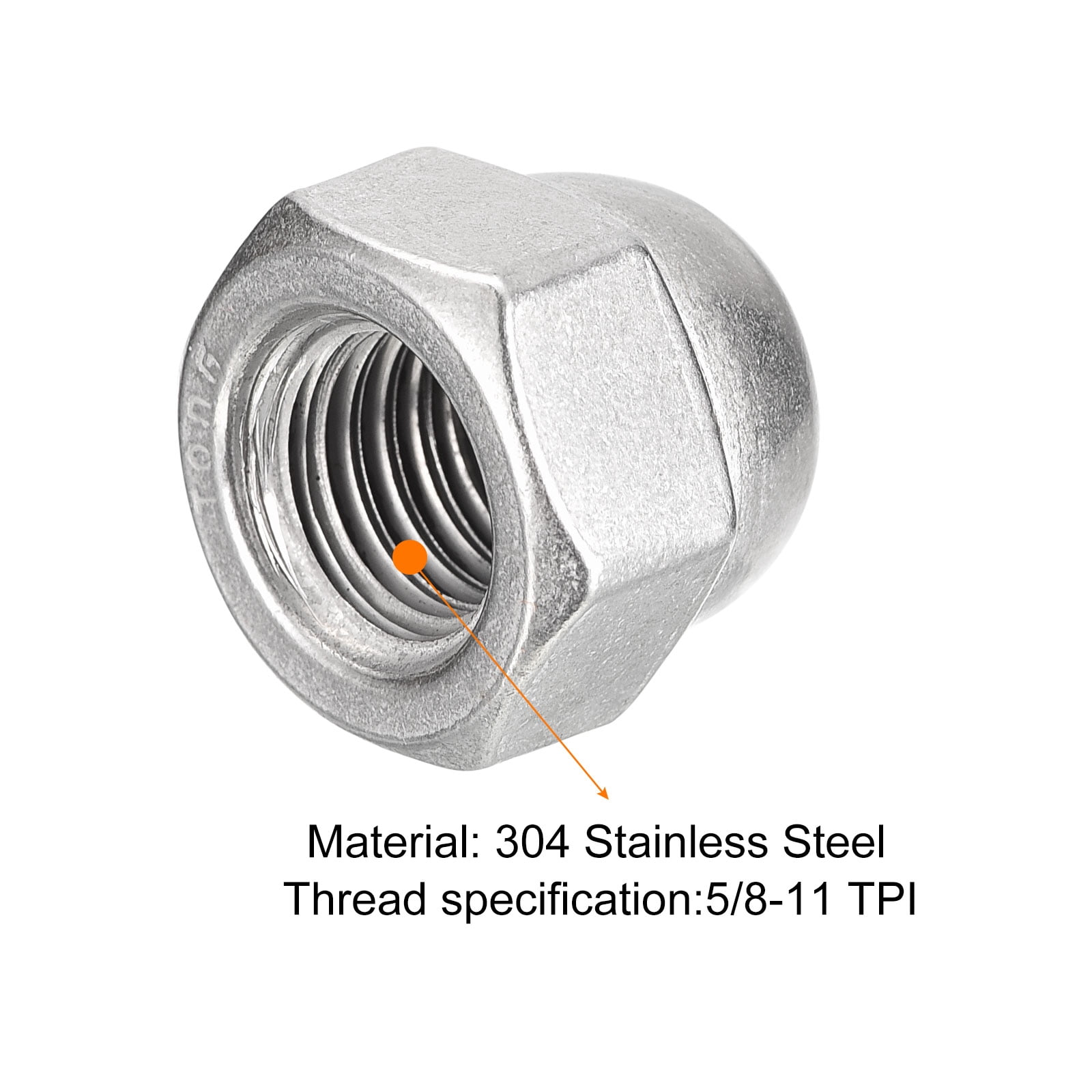 100 Pack 1/2-13 Stainless Steel Acorn Cap Nuts | Dome Hex Nuts 1/2x13 18-8 Grade