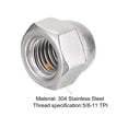 thumbnail image 4 of 5/8-11 Acorn Cap Nuts, 3pcs - 304 Stainless Steel Hardware Nuts, Acorn Hex Cap Dome Head Nuts (Silver), 4 of 5