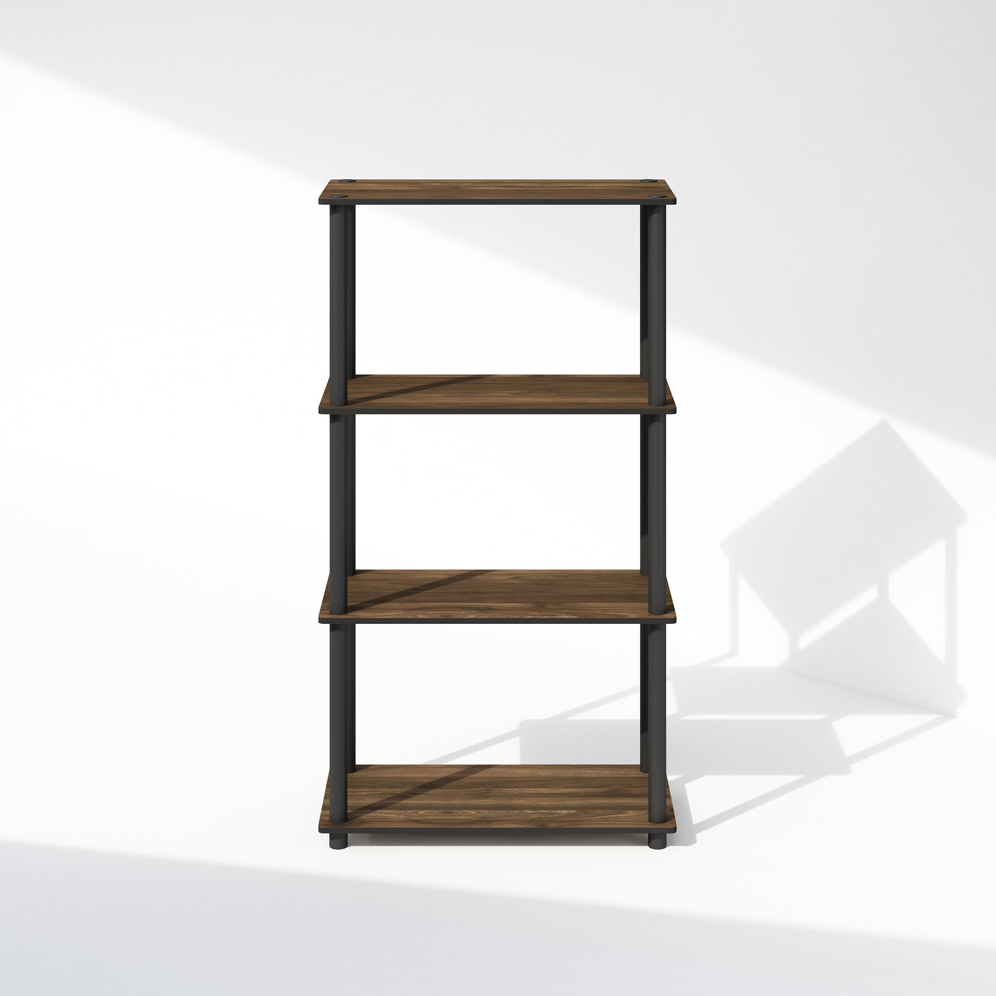 Furinno Turn-N-Tube 4-Tier Multipurpose Shelf Display Rack, Shelving Unit, Bookcase, Columbia Walnut/Black