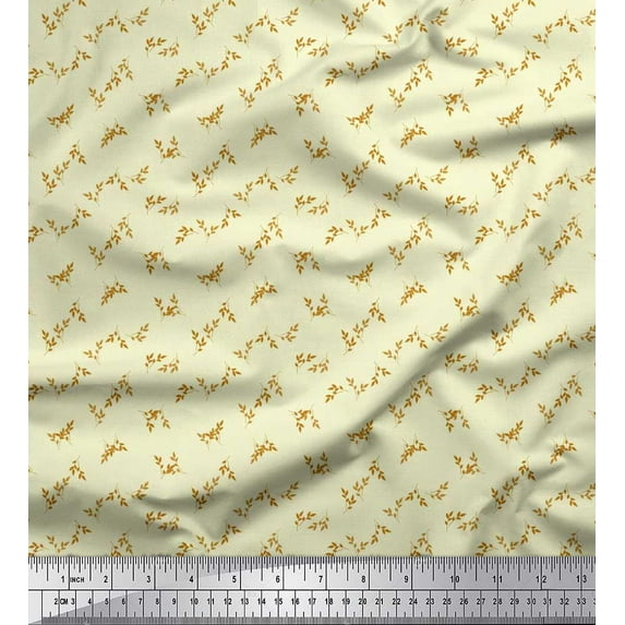 Soimoi Cotton Duck Fabric Artistic Leaves Fabric Prints by Yard 42 Inch Wide