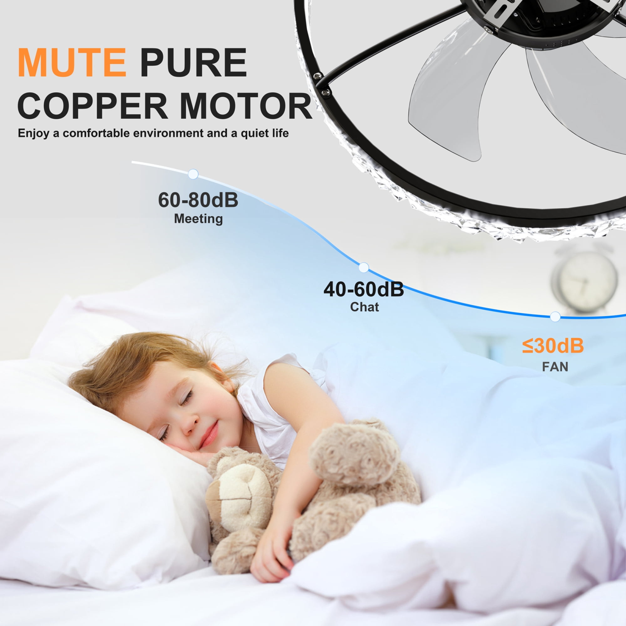 Leumius 19.7" Ceiling Fans with Lights Remote and APP Control, Dimmable 3-Color and 6-Speed quiet DC Motor, Ceiling Fan for Living Room Bedroom Black