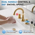 thumbnail image 2 of Wowow 8 in. Widespread Double Handle Bathroom Faucet with Pop-up Drain Kit in Gold, 2 of 7