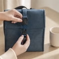 thumbnail image 6 of Insulated Lunch Bag | Lunch Bag with Shoulder Strap | Reusable Tote Bag for Work Commute Or Travel, Great Gift, Navy Blue Waterproof Cooler Bag, 6 of 6
