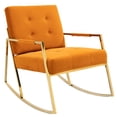 thumbnail image 2 of Upholstered Armchair Single Sofa Accent Comfortable Rocking Chair with Stainless Steel Feet Nursery Rocking Chair Velvet Fabric Padded Seat with High Backrest and Armrest Accent Chair(Orange), 2 of 8