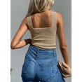 thumbnail image 6 of Womens Ribbed Tank Tops 2025 Summer Sleeveless Square Neck Shirts Casual Slim Fitted Knit Shirts Khaki M, 6 of 7