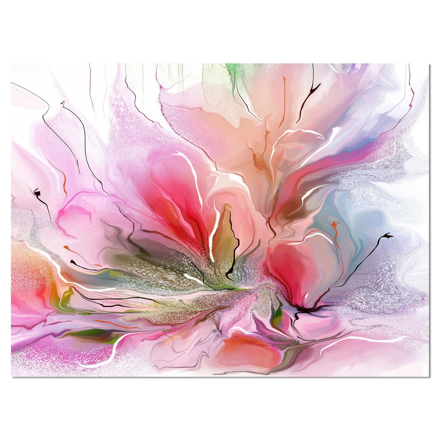 Designart Lovely Painted Floral Design Canvas Wall Art