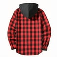 thumbnail image 3 of Fmbrln Mens Flannel Plaid Jackets Fashion Casual Long Sleeve Full Button Hoodies Fall Winter Warm Hooded Shirts Coat Trendy Outwear Red M, 3 of 4