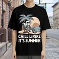 thumbnail image 3 of Black T Shirts for Men, Chill Like It'S Summer, Skeleton Print 1 Mens Graphic Tees, 24013813,L, 3 of 8