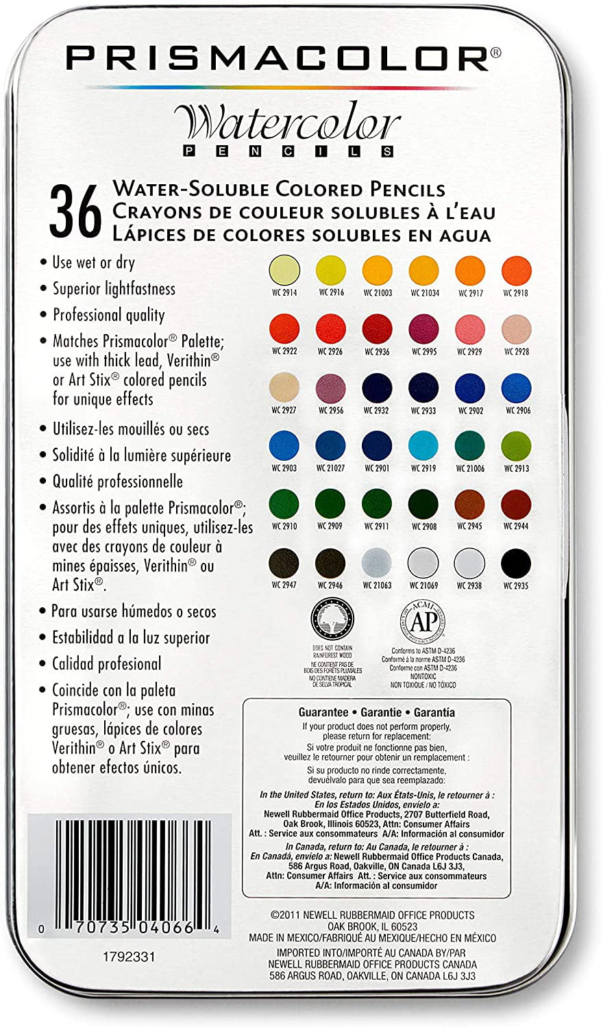 Prismacolor Premier Water Color Pencils 36 Count Art Set + Prismacolor  Sharpener + Prismacolor Eraser 