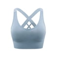 thumbnail image 2 of Womens Bras Yoga Solid Sleeveless Cold Shoulder Casual Tanks Blouse Tops Intimates Bras for Women No Underwire Blue XL, 2 of 8