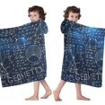 thumbnail image 4 of Math Equations Geometry Symbols Blue Pattern Hooded Bath Towel，60"x35" for Ages 3 To 12 Kids, Quick Dry Lightweight Soft Microfiber Hood Beach Towel Cover Up for Kids, 4 of 7
