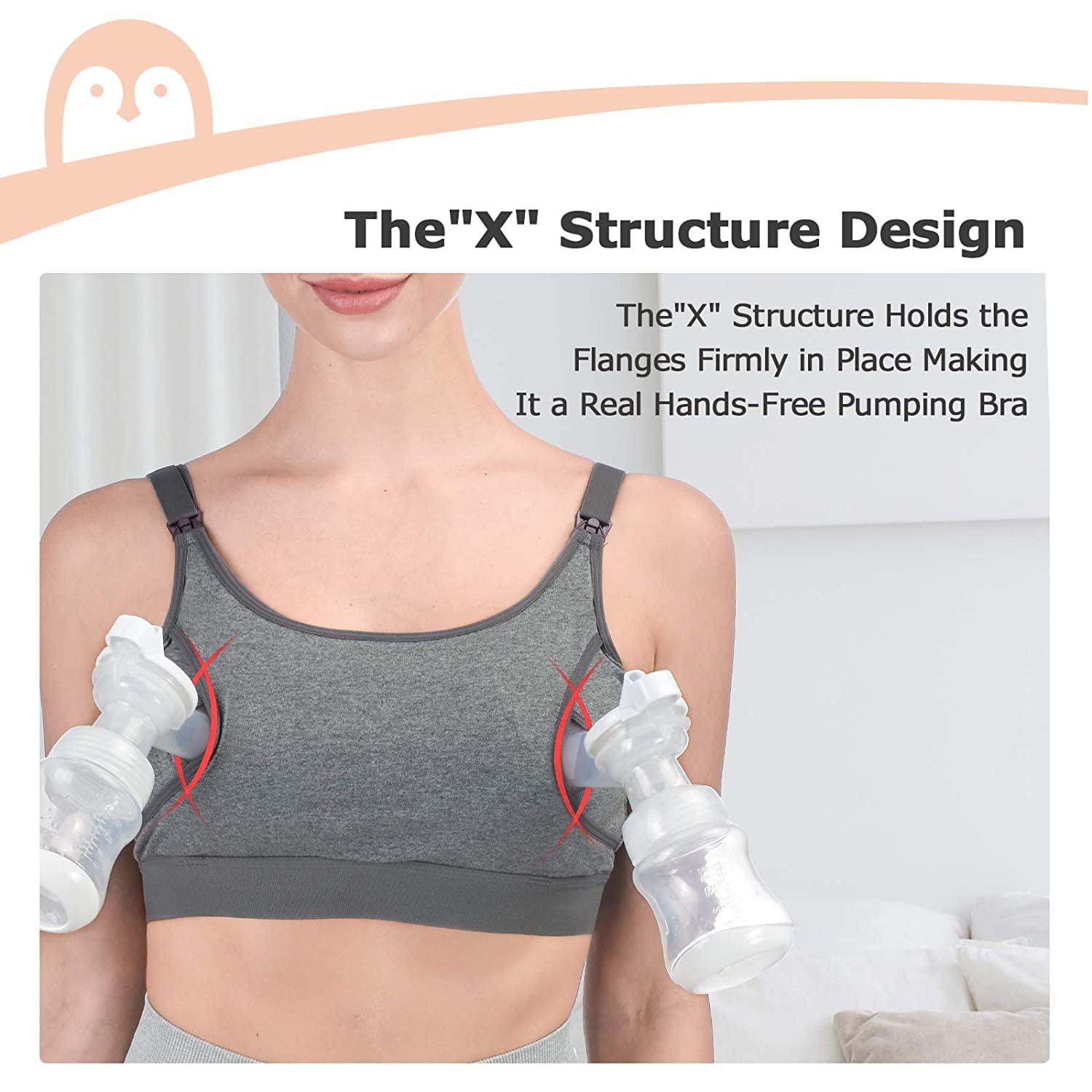 Hands Free Pumping Bra, Comfortable Breast Pump Bra with Pads, Lupantte  Adjustable Nursing Bra for Pumping .Fit Most Breast Pumps Like Spectra