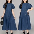 thumbnail image 4 of WPPGONE Girls Bohemian Embroidery Lace Dress Short Sleeve Button Front Tiered Midi Eyelet Sundress Elegant Flowy Beach Vacation Holiday Party Fashion Casual Summer Dresses, 4 of 9