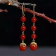 thumbnail image 3 of K-KED Natural Red agate Earrings Dangle 18KGP Chain Ms gift Beautiful FOOL'S DAY, 3 of 3