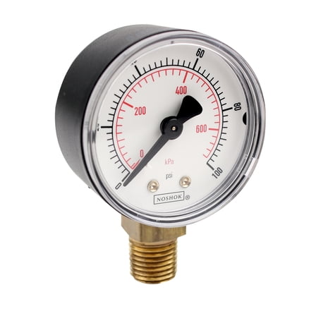 NOSHOK Pressure Gauge, 2" ABS Case, 15 psi/kPa, 1/4 NPT Bottom Conn