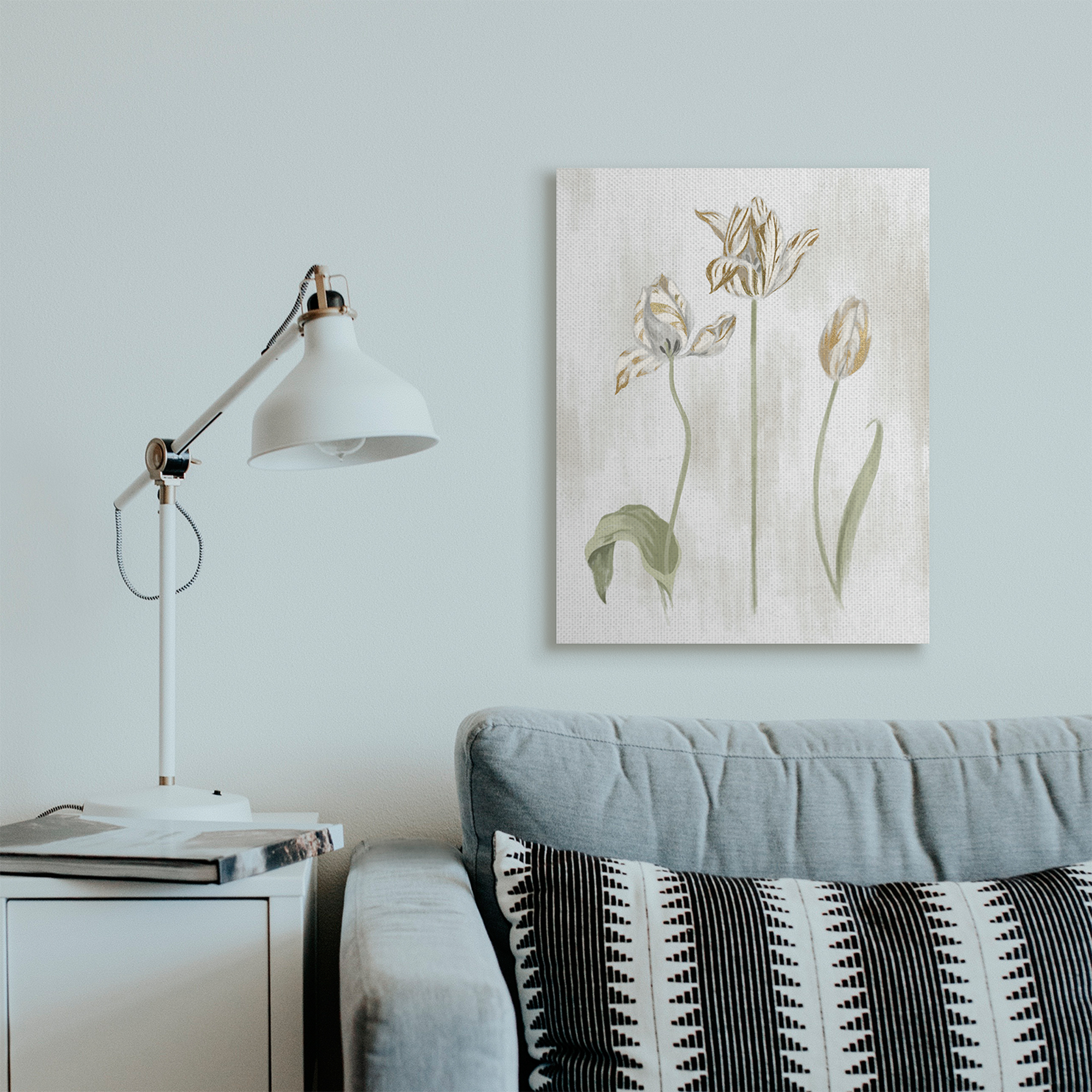 Stupell Industries Golden Irises Blooming over Neutral Beige Canvas Wall Art, 24 x 30, Design by Daphne Polselli