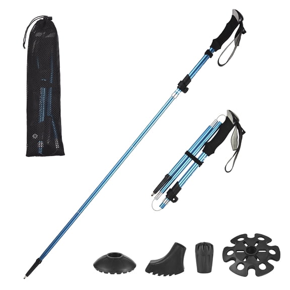 TOMSHOO Lightweight 5-Section Folding Trekking Pole, Adjustable Aluminum Hiking Walking Stick for Camping and Backpacking