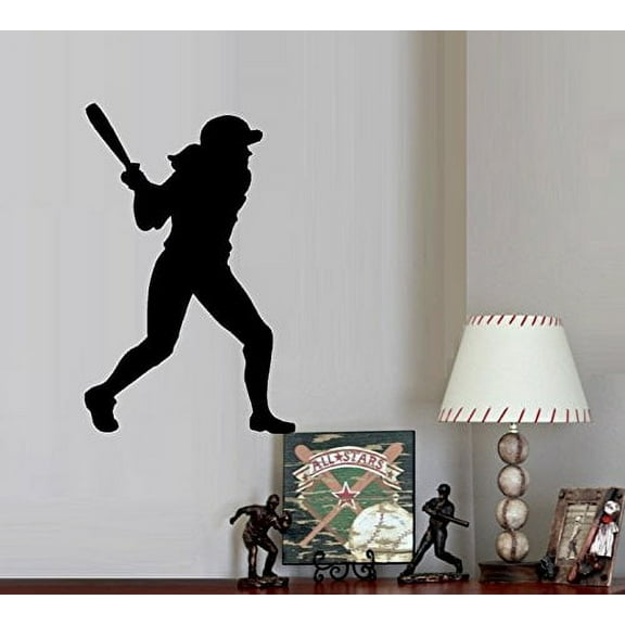 Decal ~ Softball Girl with Bat (Baseball) #1 ~ Wall or Window Decal 13" x 20"