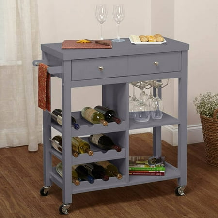 Kitchen Cart Trolley With Wine Storage Rack And Table Kitchen Cart Trolley With Wine Storage Rack And Table