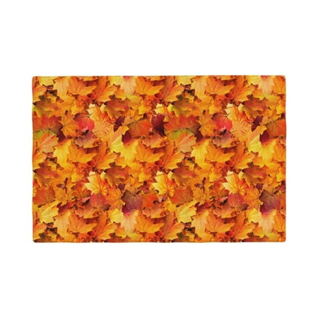 

Table Placemats Set of 6 - Autumn Maple Leaf Pile 12x18 In Faux Linen Double Heat Resistant Place Mats Cloth Indoor/Outdoor Placemats Washable Table Mats for Dining Kitchen Party