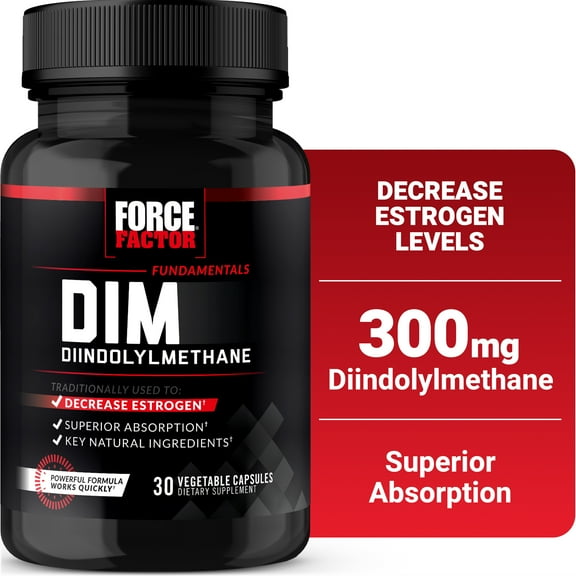 Force Factor DIM Supplement, 300mg Diindolylmethane to Help Decrease Estrogen in Men & Women, Support Hormone Health, Superior Absorption, 30 Capsules