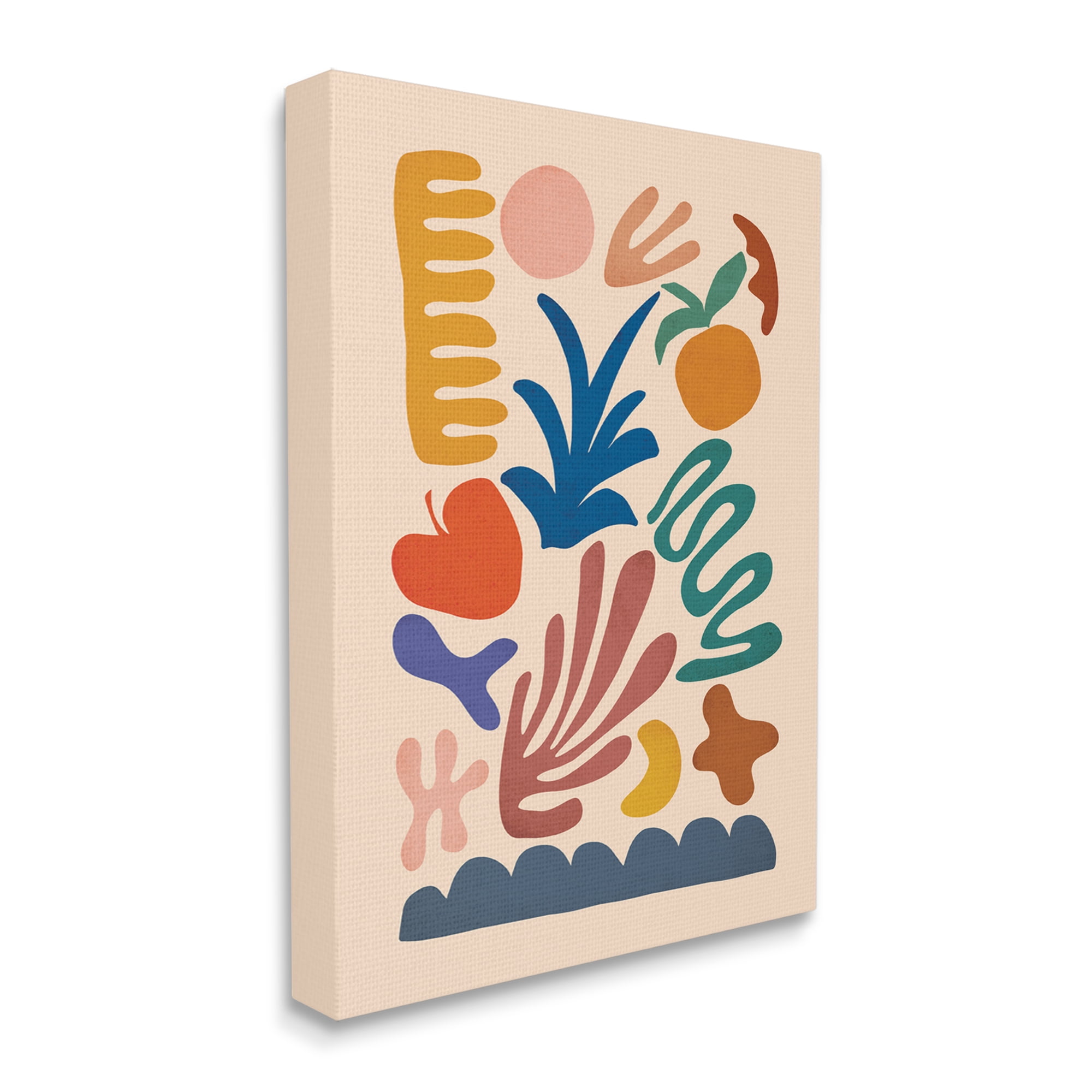 Stupell Industries Abstract Cutout Fruit Plant Shapes Geometric Botanicals Graphic Art Gallery Wrapped Canvas Print Wall Art, Design by JJ Design House LLC