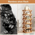 thumbnail image 4 of Bamboo Folding Shoe Rack for Entryway, Narrow Installation Free Dorm Closet, Vertical Front Door Entrance, 4 of 4