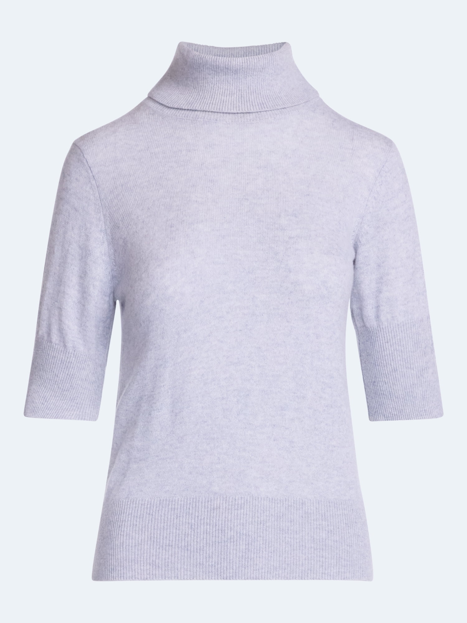 Scoop Women’s and Women’s Plus Cashmere Turtleneck Sweater with Elbow Length Sleeves, Lightweight, XXS-4X