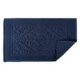thumbnail image 2 of Contemporary Home Living 20" x 31" Navy Blue Damask Jacquard Bordered Bath Mat, 2 of 4