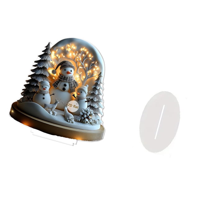 Adorno acrílico bidimensional, letrero, regalo, objeto de colección, artesanía, obra de arte, placa navideña, decoración de mesa, centro de mesa, mueb muñecos de nieve