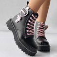thumbnail image 2 of NECHOLOGY Botas Mujer Adulto Femenino Zapatos Botines de mujer Girly Pink Love Boots Botas de estilo británico de suela gruesa de otoño para mujer Botas de cuero (Red, 6.5), 2 of 7