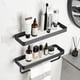 thumbnail image 1 of Repisas Flotantes para Baño de Vidrio Templado Negro Mate, 1 Estante, Estilo Minimalista, Resistente al Óxido y Duradera, 1 of 6