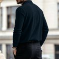 thumbnail image 4 of Men's Solid Color Waffle Knit Quarter Zip Pullover Long Sleeve Polo Sweater Slim Fit Casual Tops, 6XL, 4 of 5