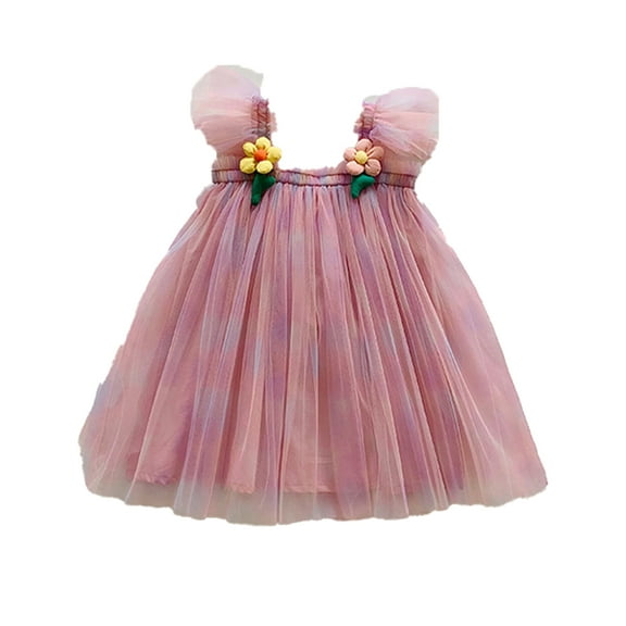 LYMAYTER Kids Girls Floral Princess Dresses Toddler Halter Sweet Peplum Baby Summer Party Beach Sundress Dresses for 18 Months-6 Years