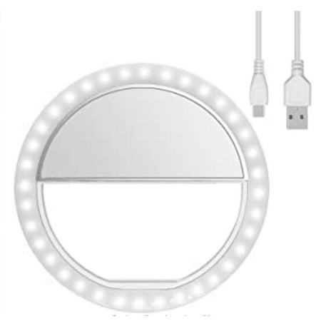 Clip on Selfie Ring Light [Rechargeable Battery] with 36 LED for Smart Phone Camera Round Shape White