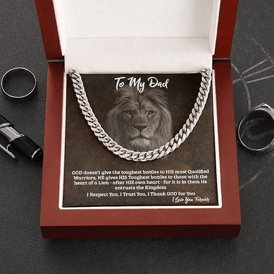 Dad Gifts From Daughter, To My Dad Necklace With Message Card and LED Box, Father’s Day Gift Necklace, Gift Birthday For Dad Necklace, To My Dad Necklace from Daughter or Son