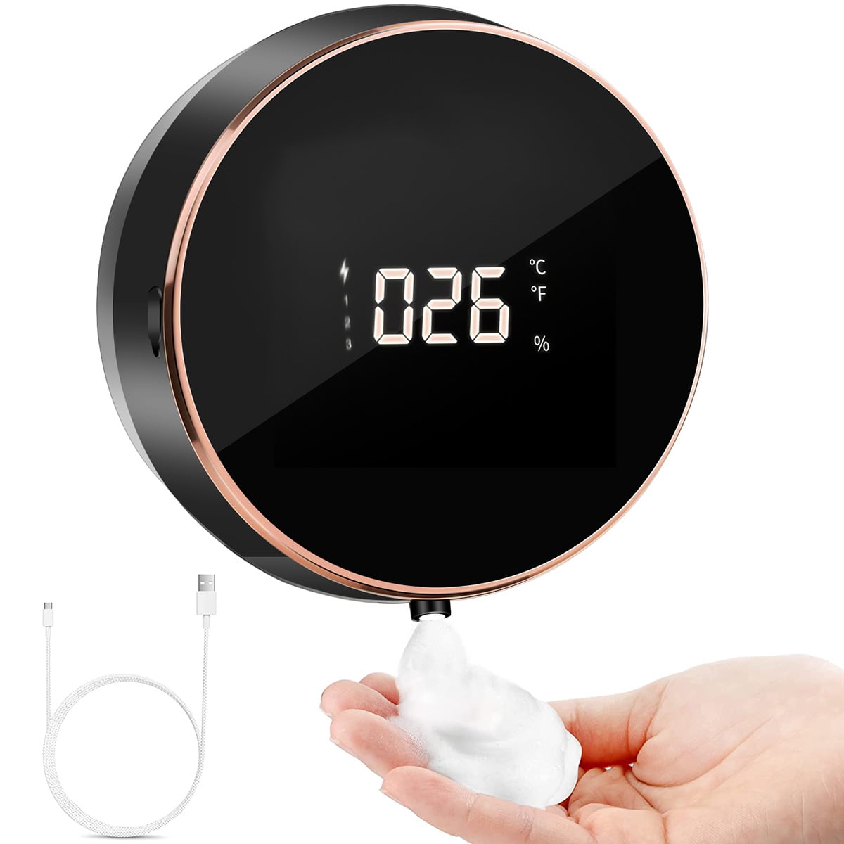 GUSTVE Wall Mounted Automatic Soap Dispenser with 3 Levels Adjustable Smart Sensor IPX5 Waterproof USB Rechargeable for Bathroom Hotel Restaurant