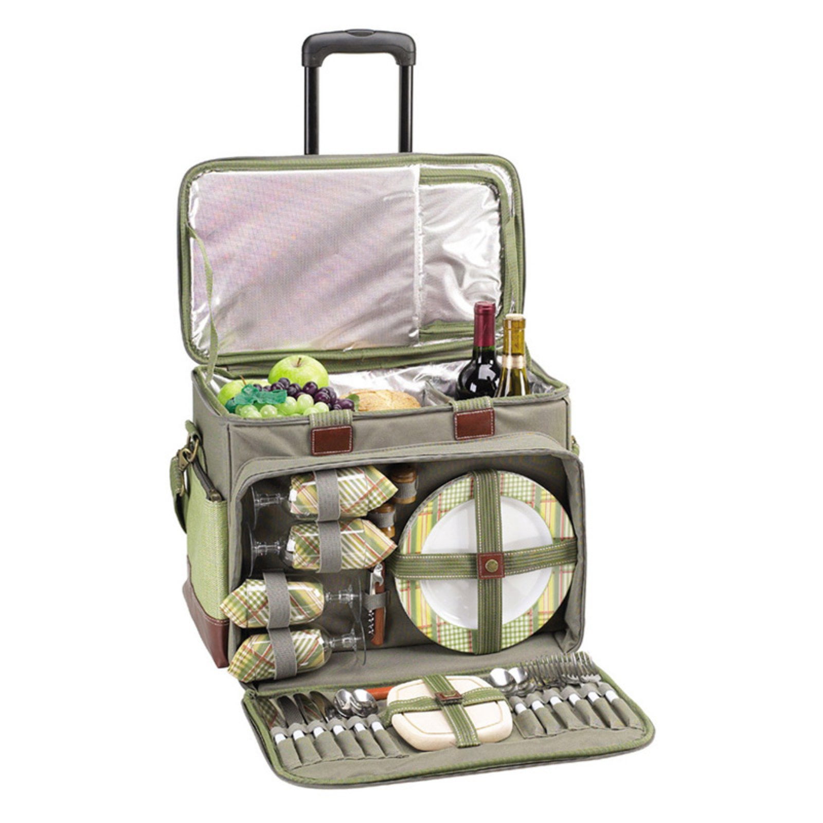 Picnic at Ascot Deluxe Wheeled Picnic Cooler for 4