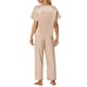 thumbnail image 3 of Conjunto de pijamas de satén para mujeres INSPIRE CHIC, atuendos de verano, camisetas de mangas cortas con pantalones, conjuntos de lounge de seda, 2XL color caqui, 3 of 6