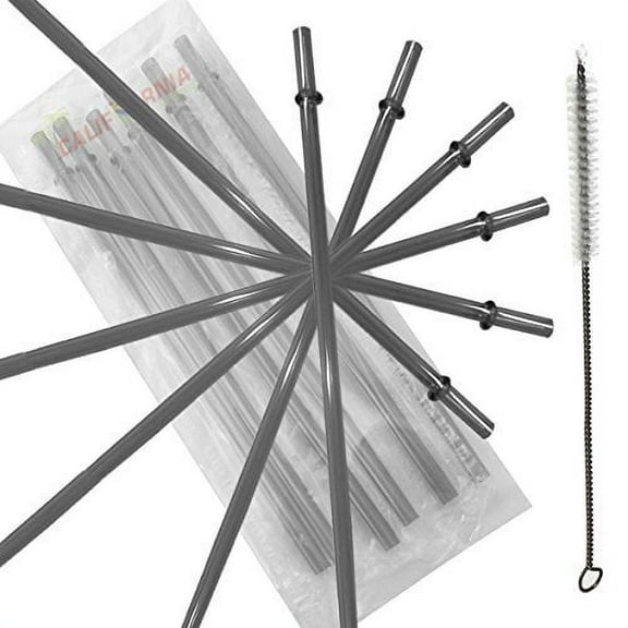 10.5 Inch, Set of 6 Smoke Replacement Acrylic Straws and 1 Nylon Straw Cleaning Brush for 16oz, 20oz, 24oz Tumblers