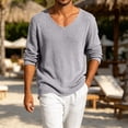 thumbnail image 5 of HAOTAGS Men’s V-Neck Long Sleeve Knit Sweater Casual Loose Fit Lightweight Ribbed Pullover Tops Gray Size 2XL, 5 of 9