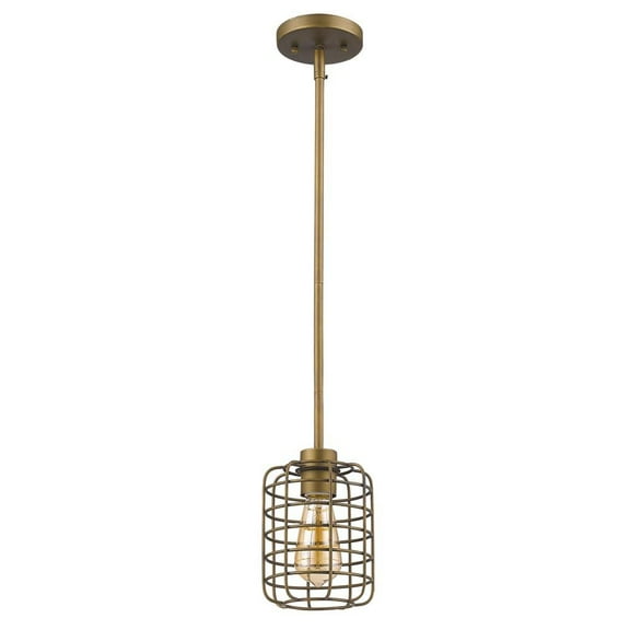 HomeRoots Brushed Gold Metal Cage Hanging Light