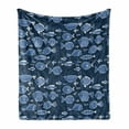 thumbnail image 1 of Ocean Soft Flannel Fleece Throw Blanket, Sealife Marine Navy Image Tropic Fish Moss Leaves Artwork Print, Cozy Plush for Indoor and Outdoor Use, 70" x 90", Blue Indigo Royal Blue, by Ambesonne, 1 of 6