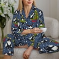 thumbnail image 6 of Fuzoiu Festive Cats and Trees Print Women's Long-Sleeved Pajama,Lounge Button Down Nightwear,Womens Notch Collar Pajama Set-X-Large, 6 of 7
