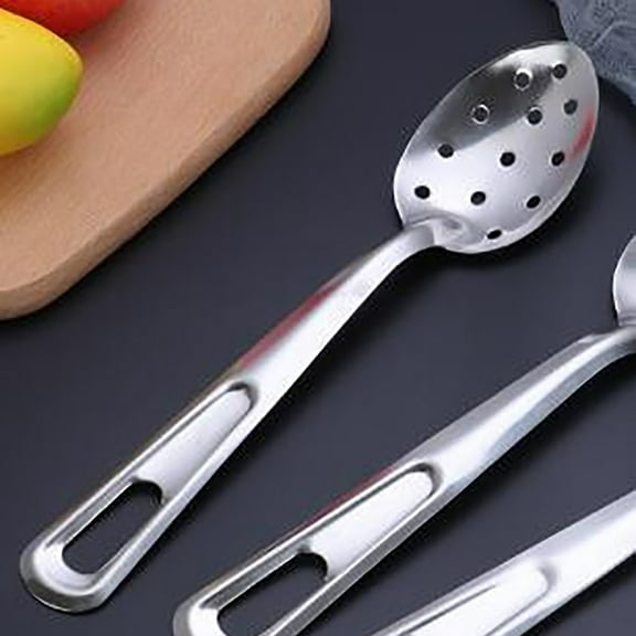 Hilingoto Clearance Stainless Steel Frying Spoon, Stainless Buffet Spoon Communal Serving Spoon Soup Spoon Colander Extended Stirfry Spoon Christmas Clearance