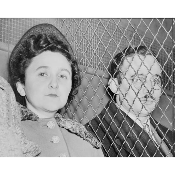 Print: Julius And Ethel Rosenberg, Separated By Heavy Wire Screen As They