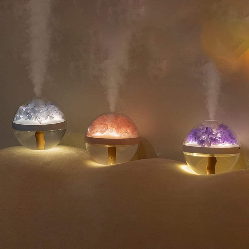 RAPOBRIX Preserved Flower Portable Humidifier - 270ml Cool Mist Essential Oil Diffuser with Night Light