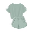 thumbnail image 6 of Fesfesfes Children's Casual 2 Piece Summer Outfits Short Sleeve Round Neck Button Top and Elastic Waist Shorts,Cute Matching Sets for Boys Girls,Beach School (Army Green#1,10 Years), 6 of 8