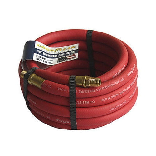 x 3/8" in Goodyear Rubber Air Hose 25' ft 250 PSI Air Compressor Hose 12182 